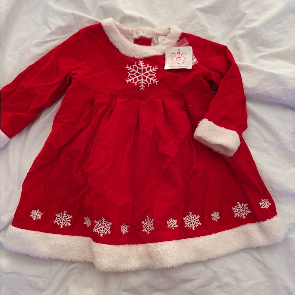 Hanna Andersson Red Snowflake Dress with White Trim